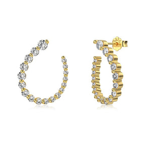 Diamond Twist Open Hoop Earrings