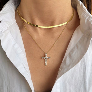 Sterling Silver Belle Pave' Cross Pendant