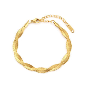 Gold Plated Twisted  Herringbone Bracelet