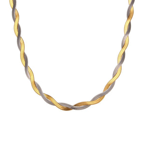 Twisted Silver & Gold Herringbone Necklace