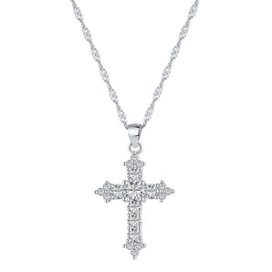 Sterling Silver CZ Faith Cross Necklace