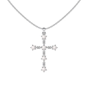 Sterling Silver Pearls MOONLIGHT Cross Necklace