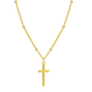 small dainty gold cross necklace for women