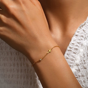 Gold Cross Bracelet in Sterling Silver