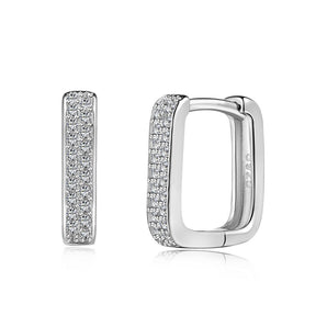 Sterling Silver Square diamond huggie hoop earrings