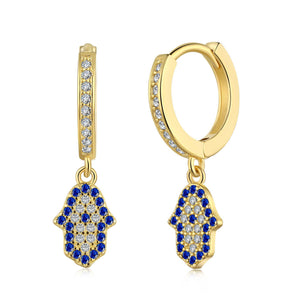 hamsa hand earrings gold evil eye earrings