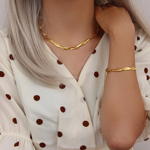 Gold Plated Twisted  Herringbone Bracelet