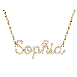 diamond name plate necklace